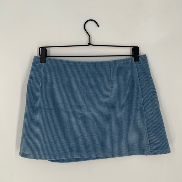 Assembly New York Baby Blue Corduroy Metal Hardware Clasp Mini Skirt - Picture 6 of 8